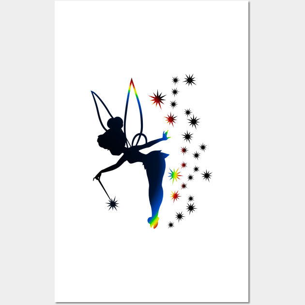 Rainbow Tinkerbell Sillhouette Wall Art by ijsw